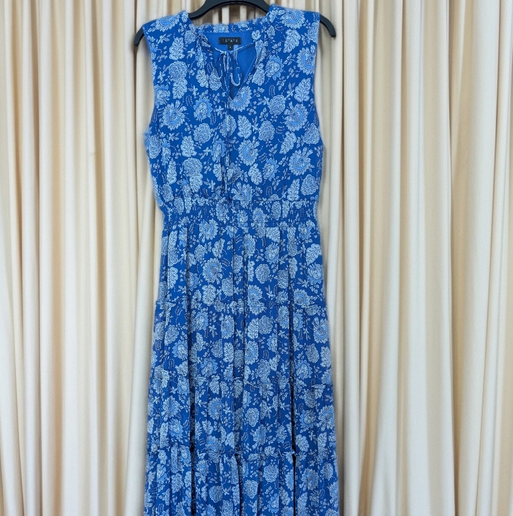 1. State Blue and White Floral Maxi Dress